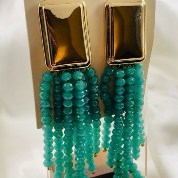 Nordstrom Jewelry - Nordstrom Gold and Green Statement Earrings